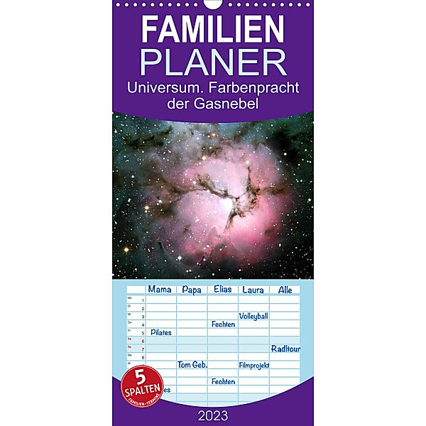 Familienplaner Universum. Farbenpracht der Gasnebel (Wandkalender 2023 , 21 cm x 45 cm, hoch), Elisabeth Stanzer