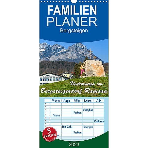 Familienplaner Unterwegs im Bergsteigerdorf Ramsau (Wandkalender 2023 , 21 cm x 45 cm, hoch), Dieter Wilczek