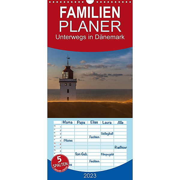 Familienplaner Unterwegs in Dänemark (Wandkalender 2023 , 21 cm x 45 cm, hoch), HeschFoto