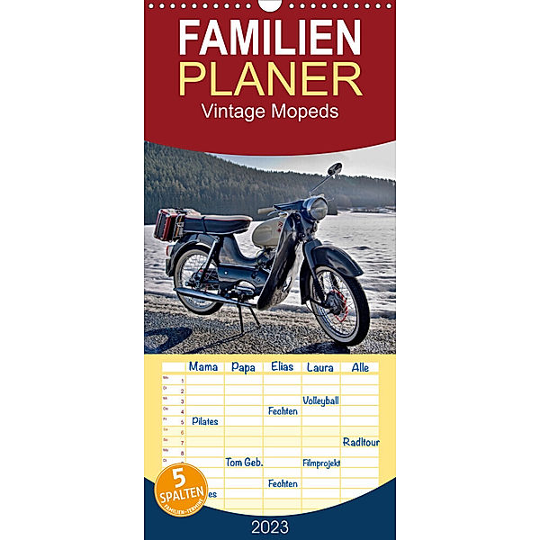 Familienplaner Vintage Mopeds (Wandkalender 2023 , 21 cm x 45 cm, hoch), insideportugal