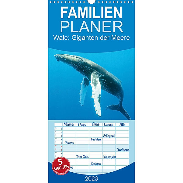 Familienplaner Wale: Giganten der Meere (Wandkalender 2023 , 21 cm x 45 cm, hoch), Calvendo