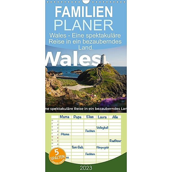 Familienplaner Wales - Eine spektakuläre Reise in ein bezauberndes Land. (Wandkalender 2023 , 21 cm x 45 cm, hoch), M. Scott