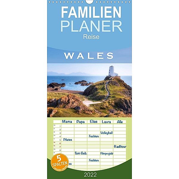 Familienplaner Wales (Wandkalender 2022 , 21 cm x 45 cm, hoch), Joana Kruse