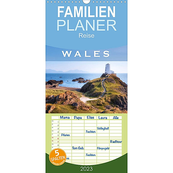 Familienplaner Wales (Wandkalender 2023 , 21 cm x 45 cm, hoch), Joana Kruse