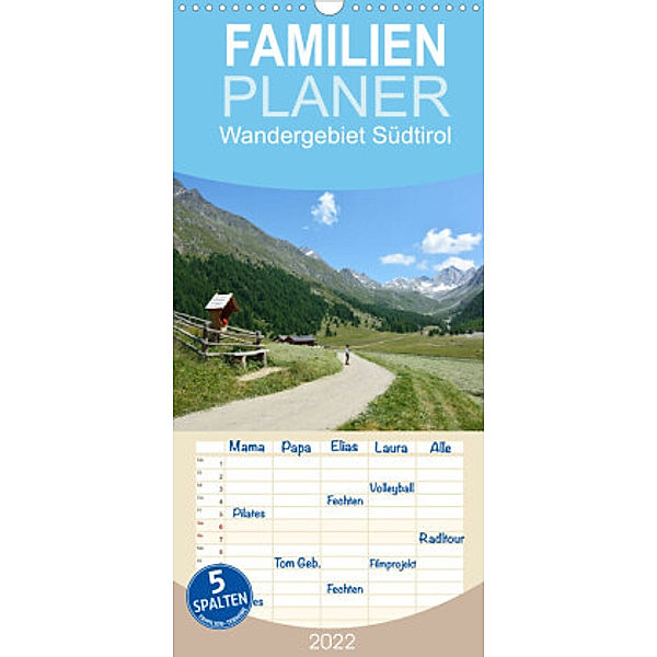 Familienplaner Wandergebiet Südtirol (Wandkalender 2022 , 21 cm x 45 cm, hoch), Rosemarie Prediger, Klaus Prediger