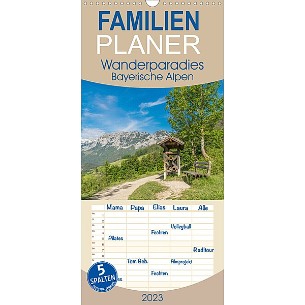 Familienplaner Wanderparadies Bayerische Alpen (Wandkalender 2023 , 21 cm x 45 cm, hoch), Tina Rabus