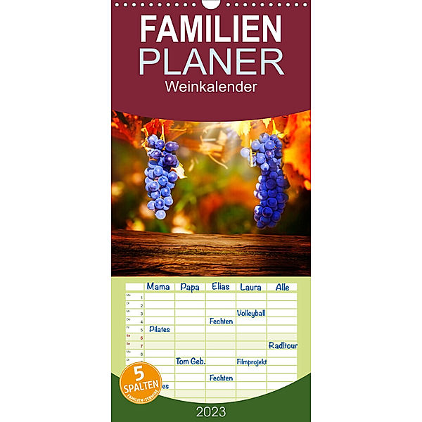 Familienplaner Weinkalender (Wandkalender 2023 , 21 cm x 45 cm, hoch), Kay Tänzer / Fotoknips