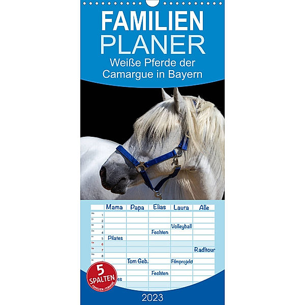Familienplaner Weiße Pferde der Camargue in Bayern (Wandkalender 2023 , 21 cm x 45 cm, hoch), photography brigitte jaritz