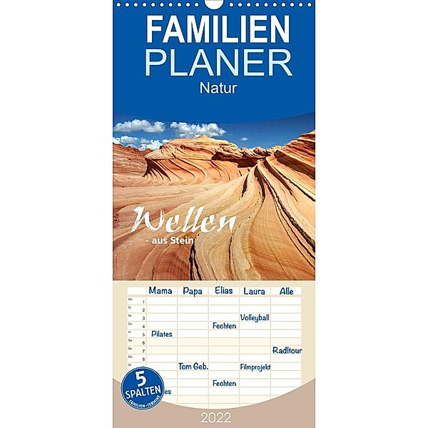 Familienplaner Wellen - aus Stein (Wandkalender 2022 , 21 cm x 45 cm, hoch), Dirk Stamm