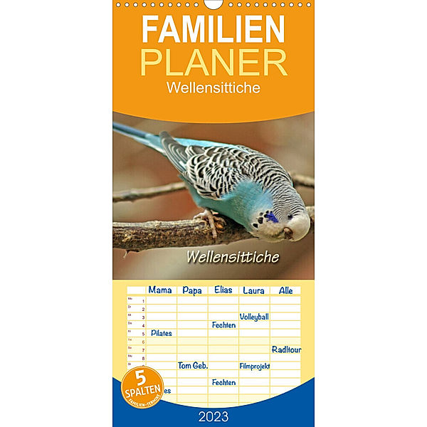 Familienplaner Wellensittiche (Wandkalender 2023 , 21 cm x 45 cm, hoch), Barbara Mielewczyk