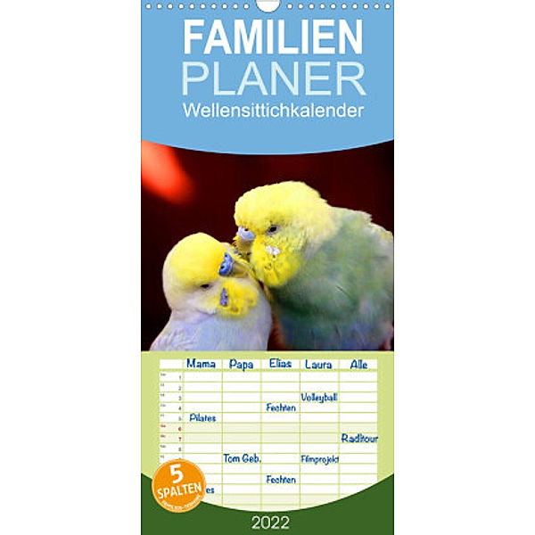 Familienplaner Wellensittichkalender (Wandkalender 2022 , 21 cm x 45 cm, hoch), Björn Bergmann