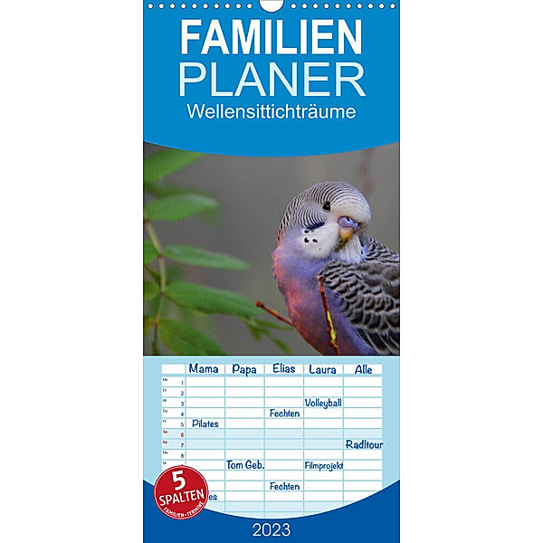 Familienplaner Wellensittichträume - Der neue Wellensittich-Naturkalender (Wandkalender 2023 , 21 cm x 45 cm, hoch), Björn Bergmann