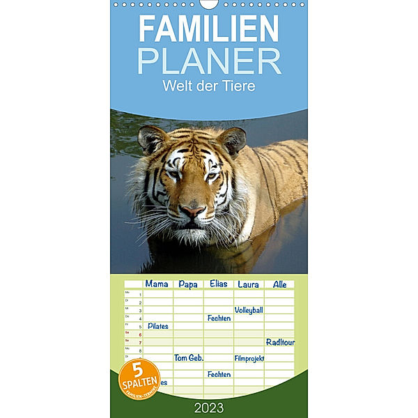 Familienplaner Welt der Tiere (Wandkalender 2023 , 21 cm x 45 cm, hoch), Tanja Riedel