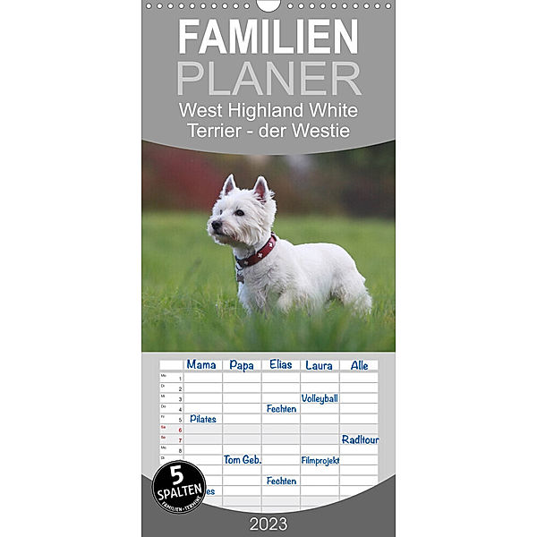 Familienplaner West Highland White Terrier - Selbstbewustes Powerpaket - der Westie (Wandkalender 2023 , 21 cm x 45 cm, hoch), Barbara Mielewczyk