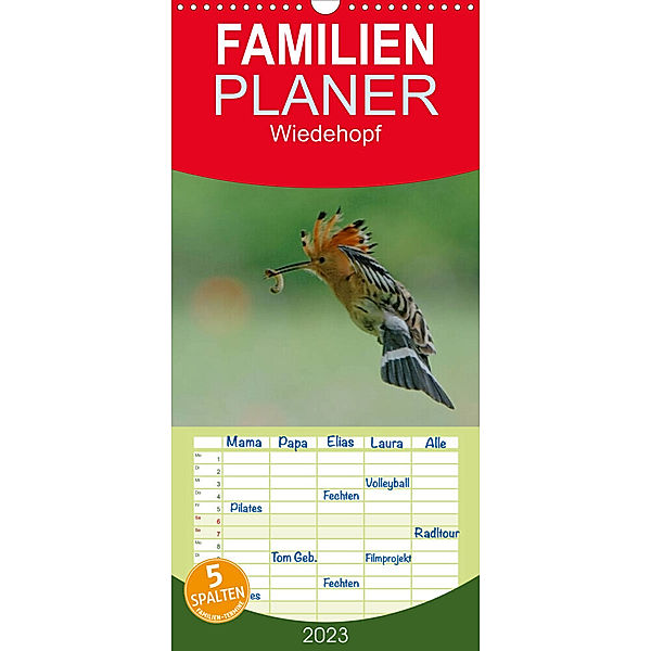 Familienplaner Wiedehopf (Wandkalender 2023 , 21 cm x 45 cm, hoch), Gerald Wolf