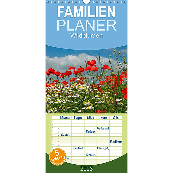 Familienplaner Wildblumen 2023 (Wandkalender 2023 , 21 cm x 45 cm, hoch), Bildagentur Geduldig