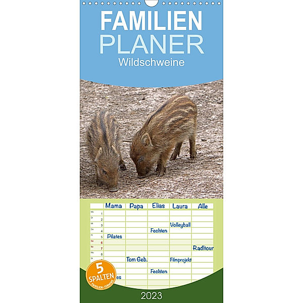 Familienplaner Wildschweine (Wandkalender 2023 , 21 cm x 45 cm, hoch), Martina Berg