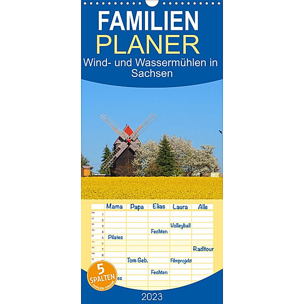 Familienplaner Wind- und Wassermühlen in Sachsen (Wandkalender 2023 , 21 cm x 45 cm, hoch), Thilo Seidel