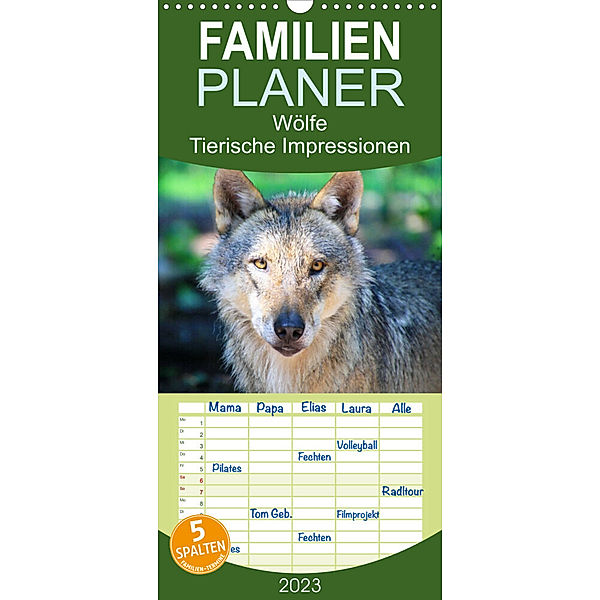 Familienplaner Wölfe - Tierische Impressionen (Wandkalender 2023 , 21 cm x 45 cm, hoch), Steffani Lehmann