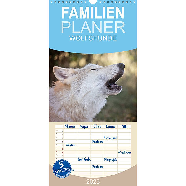 Familienplaner Wolfshunde 2023 (Wandkalender 2023 , 21 cm x 45 cm, hoch), ARTness Photographie