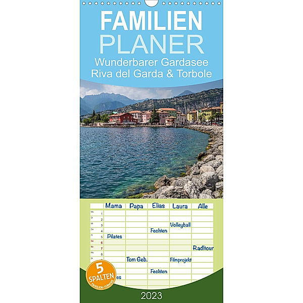 Familienplaner WUNDERBARER GARDASEE Riva del Garda und Torbole (Wandkalender 2023 , 21 cm x 45 cm, hoch), Melanie Viola