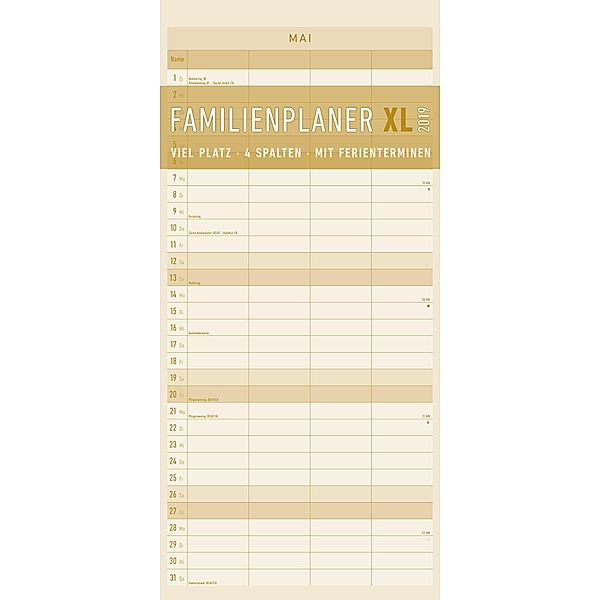 Familienplaner XL 2019, ALPHA EDITION