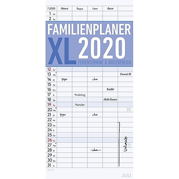 Familienplaner XL 2020, ALPHA EDITION