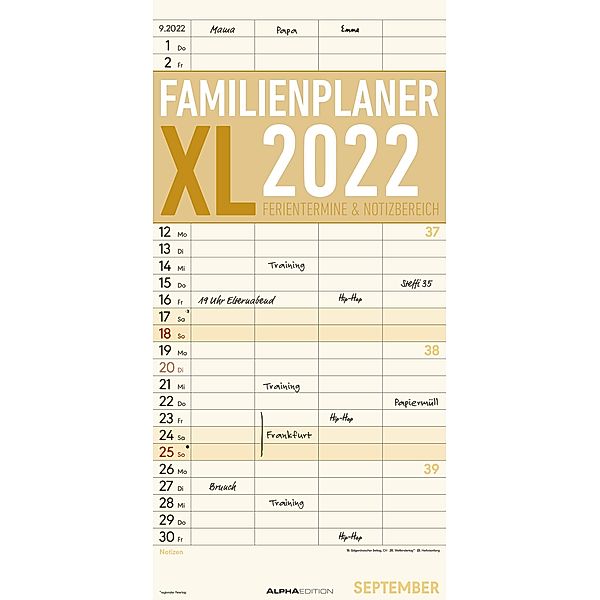 Familienplaner XL 2022