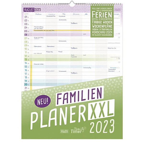 FamilienPlaner XXL 2023 Wand-Kalender 7-spaltig 12 MONATE