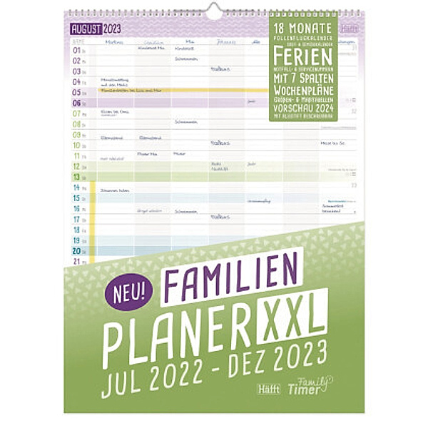FamilienPlaner XXL 22/23 Wand-Kalender 7-spaltig 18 Monate