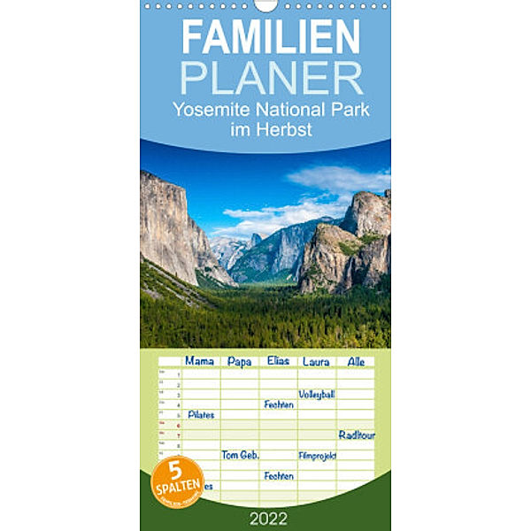 Familienplaner Yosemite National Park im Herbst (Wandkalender 2022 , 21 cm x 45 cm, hoch), Michael Schepp