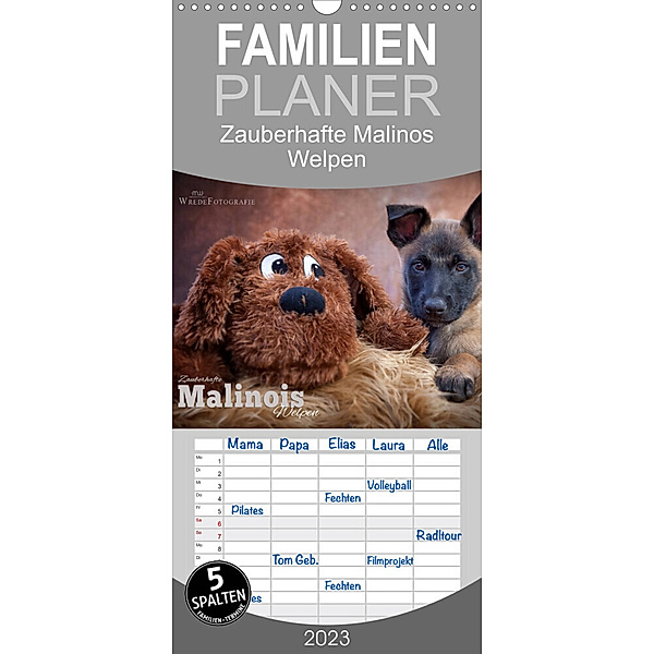 Familienplaner Zauberhafte Malinos Welpen - Belgische Schäferhunde (Wandkalender 2023 , 21 cm x 45 cm, hoch), Martina Wrede