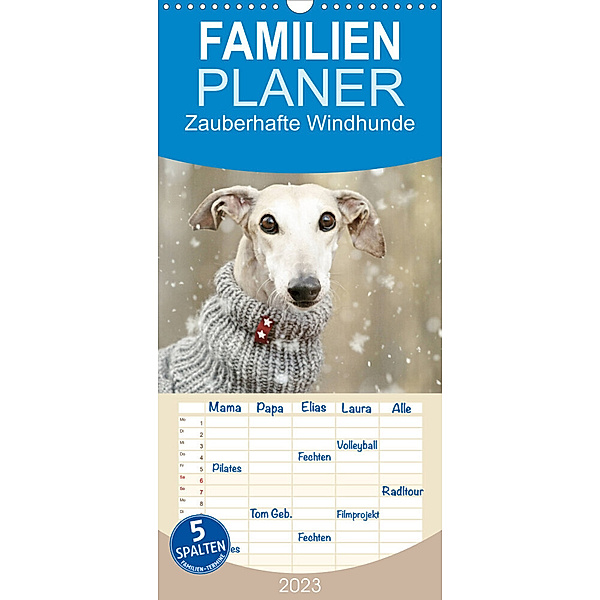 Familienplaner Zauberhafte Windhunde (Wandkalender 2023 , 21 cm x 45 cm, hoch), Kathrin Köntopp