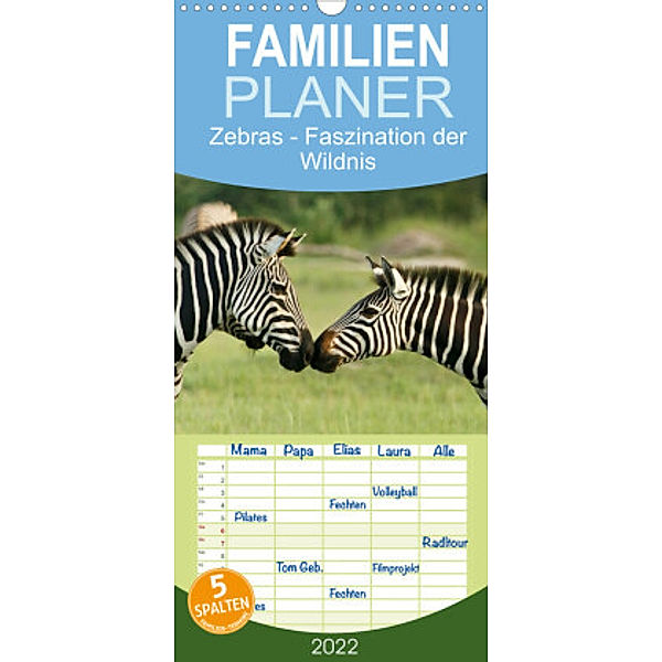 Familienplaner Zebras - Faszination der Wildnis (Wandkalender 2022 , 21 cm x 45 cm, hoch), Nadine Haase