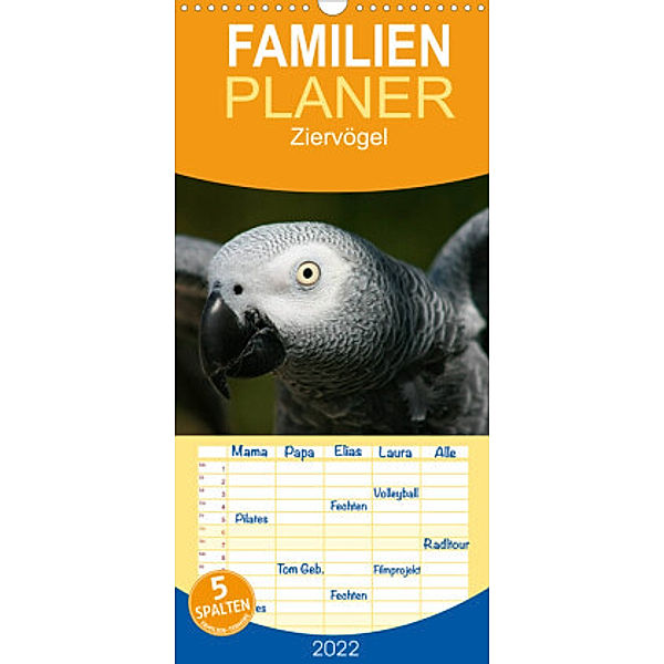 Familienplaner Ziervögel (Wandkalender 2022 , 21 cm x 45 cm, hoch), Antje Lindert-Rottke