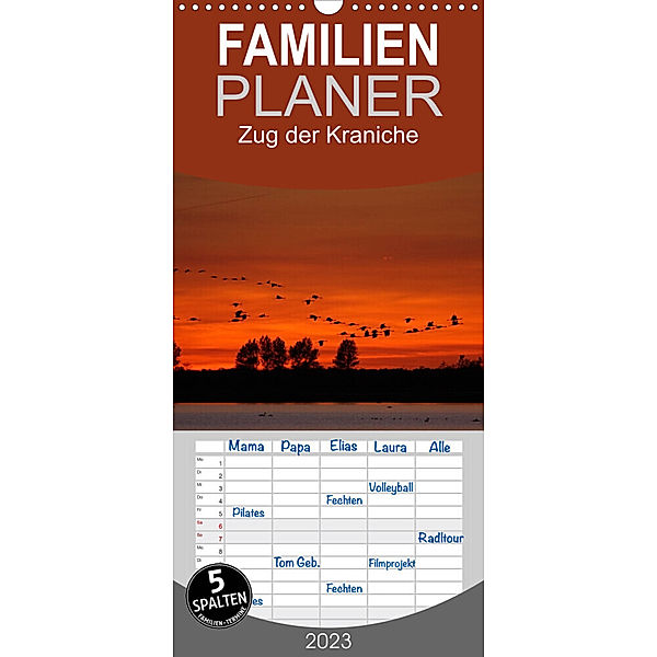 Familienplaner Zug der Kraniche (Wandkalender 2023 , 21 cm x 45 cm, hoch), BIA - birdimagency