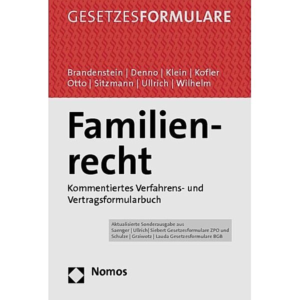 Familienrecht (FamR), m. CD-ROM, Pierre Brandenstein, Thomas Denno, Michael W. Klein, Rolf Kofler, Jan Christoph Otto, Norbert Sitzmann, Christoph Ullrich, Marcus Wilhelm