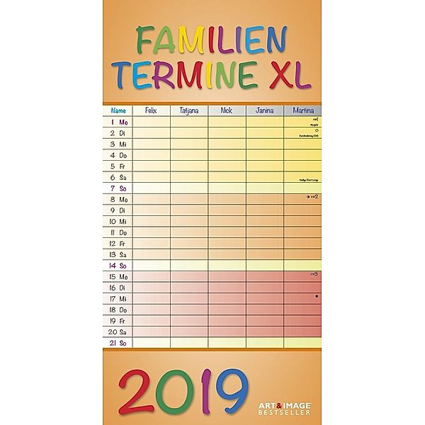 Familientermine XL Regenbogen 2019