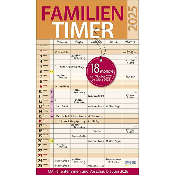 Familientimer 18 Monate 2025/2026