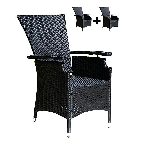 Famous Home 2 Rattan Gartensessel verstellbar  Schwarz  Polyrattan Hochlehner  Rattansessel