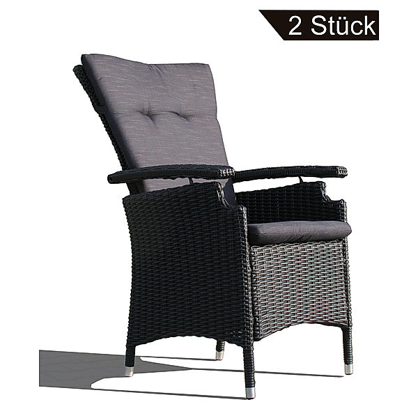 Famous Home 2 Rattan Sessel Relaxsessel Gartenstühle  Schwarz