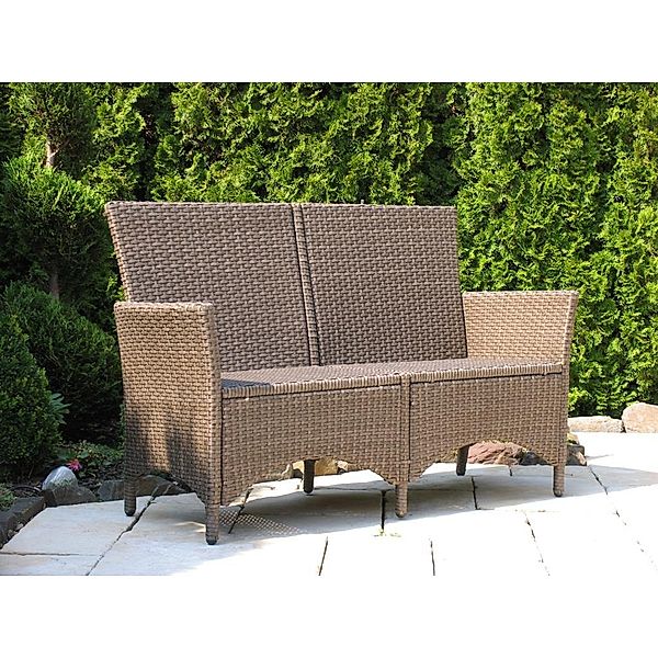 Famous Home Rattan Gartenbank Vintage 150cm  Rattanbank Polyrattan