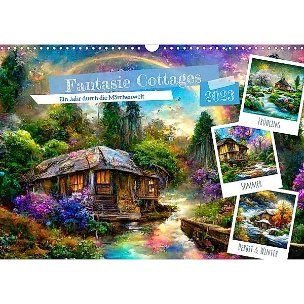 Fantasie Cottages - Ein Jahr durch die Märchenwelt (Wandkalender 2023 DIN A3 quer), Anja Frost