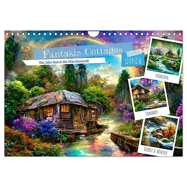 Fantasie Cottages - Ein Jahr durch die Märchenwelt (Wandkalender 2024 DIN A4 quer), CALVENDO Monatskalender, Anja Frost