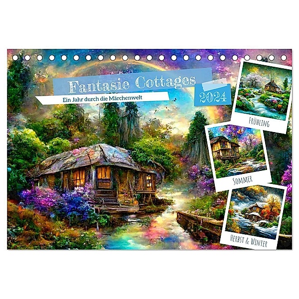 Fantasie Cottages - Ein Jahr durch die Märchenwelt (Tischkalender 2024 DIN A5 quer), CALVENDO Monatskalender, Anja Frost