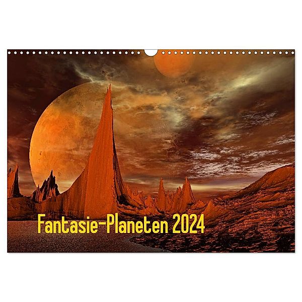 Fantasie-Planeten (Wandkalender 2024 DIN A3 quer), CALVENDO Monatskalender, Juehust