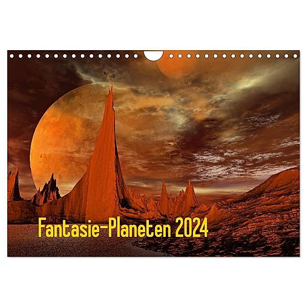 Fantasie-Planeten (Wandkalender 2024 DIN A4 quer), CALVENDO Monatskalender, Juehust