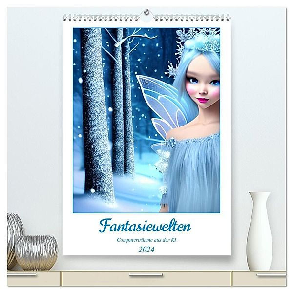 Fantasiewelten - Computerträume aus der KI (hochwertiger Premium Wandkalender 2024 DIN A2 hoch), Kunstdruck in Hochglanz, Christine aka stine1