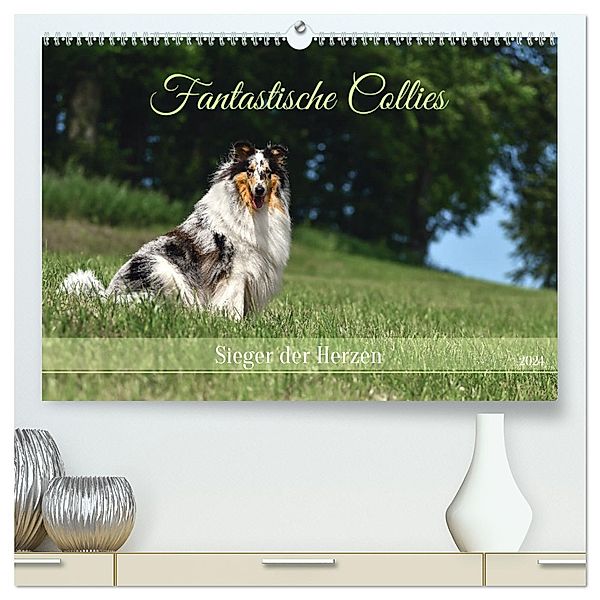 Fantastische Collies - Sieger der Herzen (hochwertiger Premium Wandkalender 2024 DIN A2 quer), Kunstdruck in Hochglanz, Yvonne Janetzek