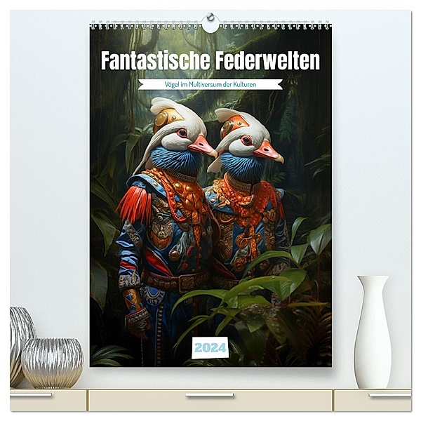 Fantastische Federwelten (hochwertiger Premium Wandkalender 2024 DIN A2 hoch), Kunstdruck in Hochglanz, Julia Roder